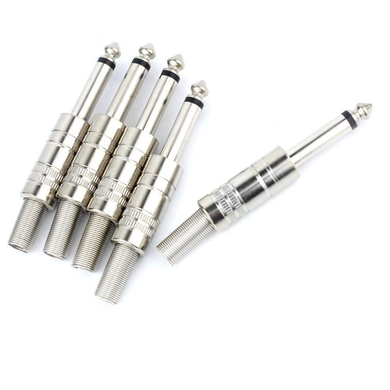 GiantBee 1/4" Audio Plugs 6.35 mm Plug TS Male 1/4 inch Solder Type Mono Plug Straight Design Connector with Spring for DJ Mixer Speaker Guitar Cables Phono Patch Cable Microphone Cables Alloy ( 5 Pack ) - Image 3